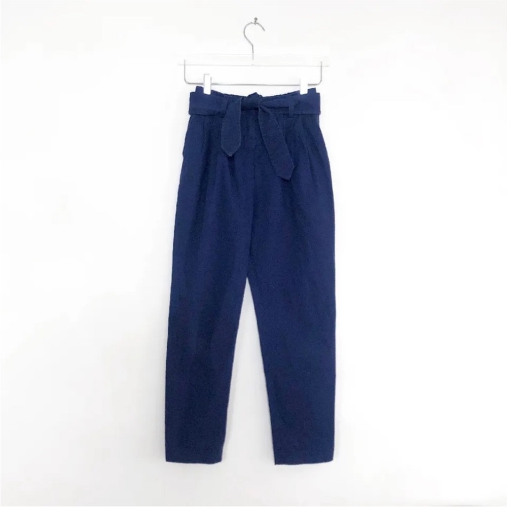 Creatures Of Comfort Radiant Pant high waist belted paper bag navy cotton 0 2 4